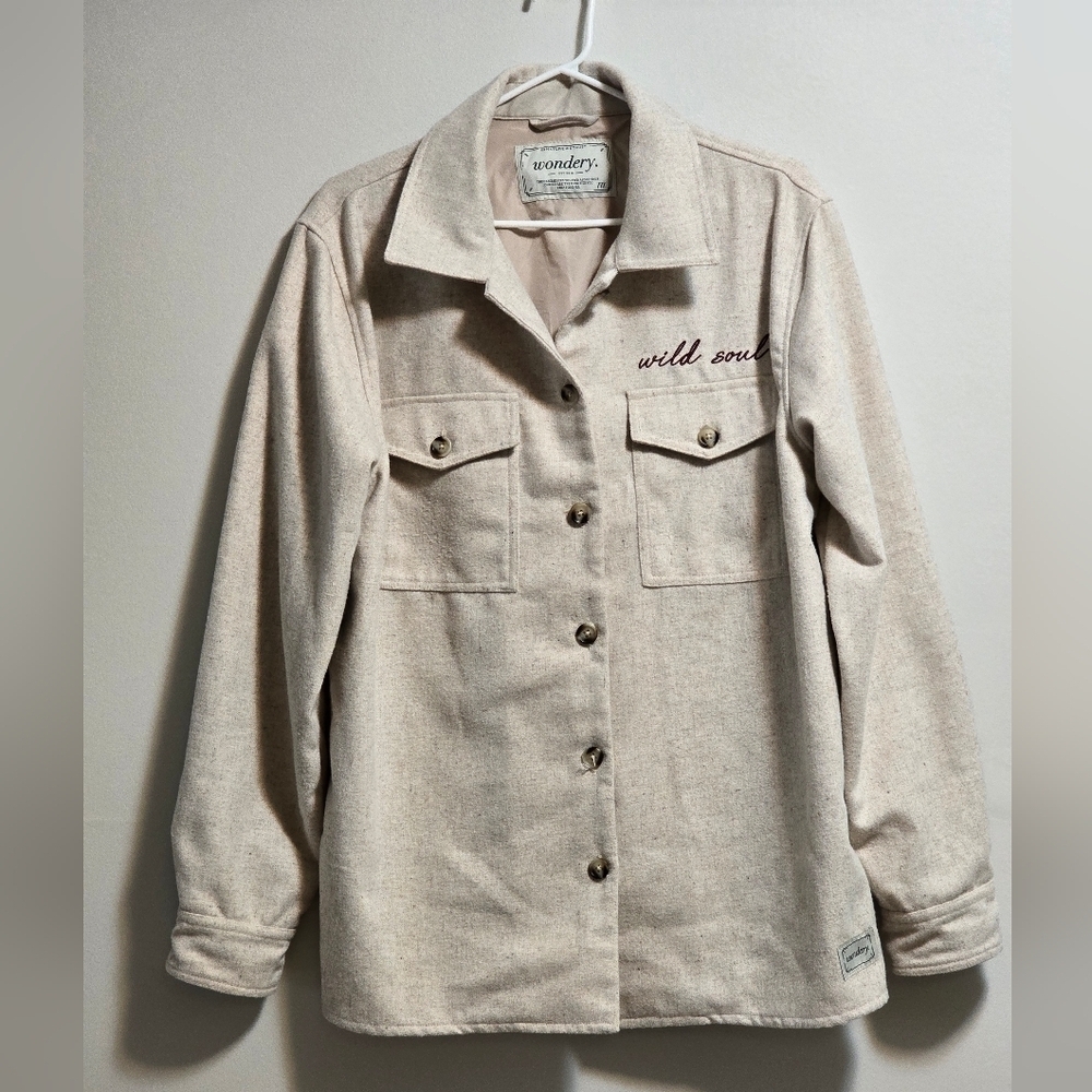 Wondery  flannel button-up wool blend thick shirt color size medium